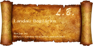 Landau Boglárka névjegykártya